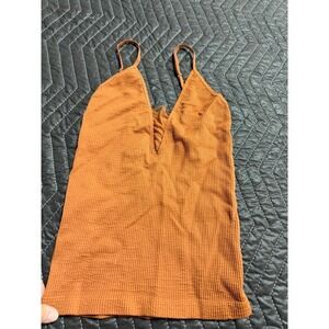 Intimately Free People Ribbed V-Neck Camisole Rust Orange XS/S OB519548